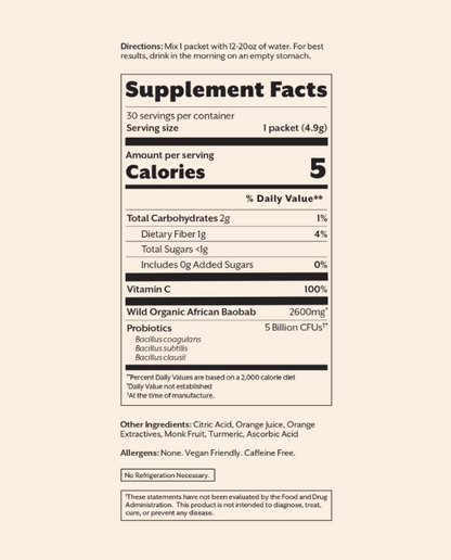 Debloat: Prebiotic + Probiotic（30 Single Sticks）